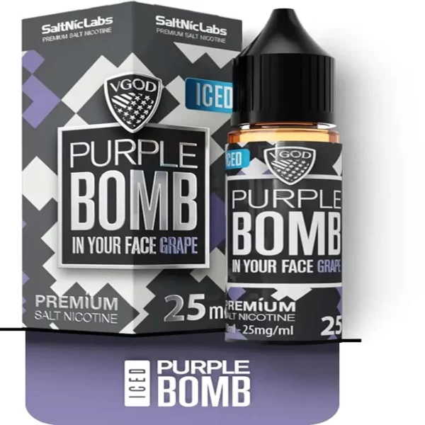 سالت بمب ویگاد طعم انگور یخ ، VGOD Iced Purple Bomb SaltNic E-Liquid |پادمن شاپ |