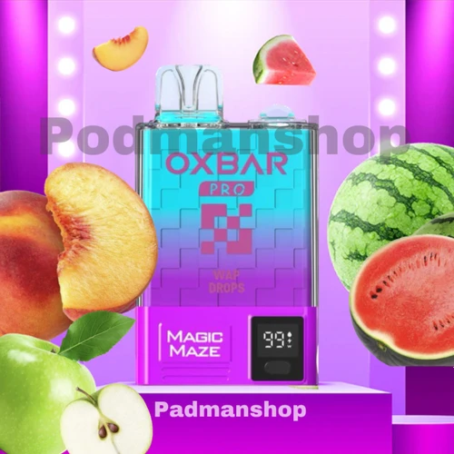 خرید پاد یکبار مصرف اوکسبار هندوانه سیب هلو (Oxbar Watermelon Apple Peach) 10K پاف با طعم‌های منحصر به فرد|پادمن شاپ|