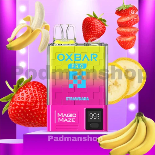 پاد یکبار مصرف اوکسبار 10هزار پاف طعم موز توت فرنگی| Oxbar Pro Magic Strawnana 10K Disposable Vape|پادمن شاپ|