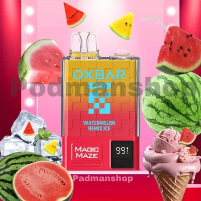 پاد یکبار مصرف اوکسبار 10هزار پاف طعم میکس هندوانه یخ|Oxbar Pro Magic Watermelon Remix Ice 10K|پادمن شاپ|