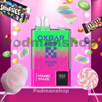 پاد یکبار مصرف اوکسبار 10هزار پاف طعم میکس آبنبات رنگی|Oxbar Pro Magic Rainbow Blast 10K|پادمن شاپ|