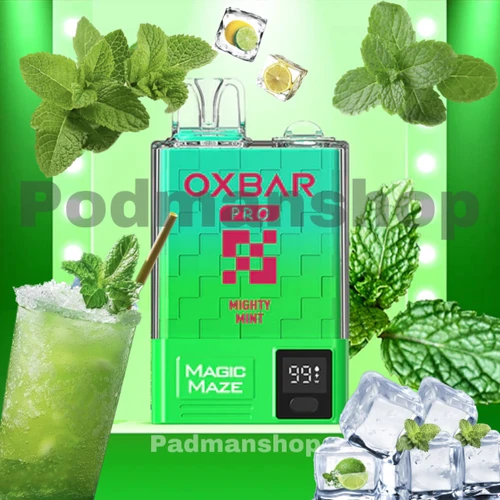 پاد یکبار مصرف اوکسبار 10هزار پاف طعم میکس نعنا خنک|Oxbar Pro Magic Mighty Mint 10Kپادمن شاپ|