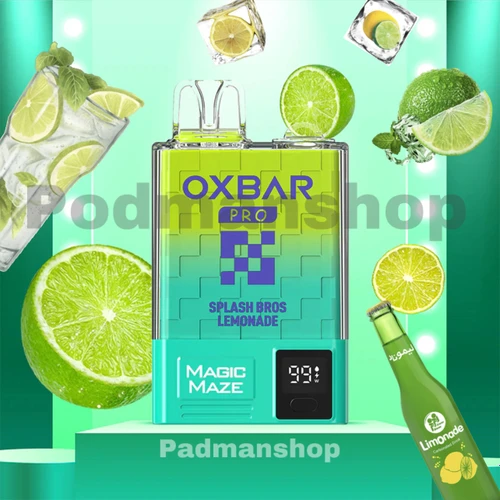 پاد یکبار مصرف اوکسبار 10هزار پاف طعم موهیتو لیموناد|Oxbar Pro Magic Splash Bros Lemonad 10K|پادمن شاپ|