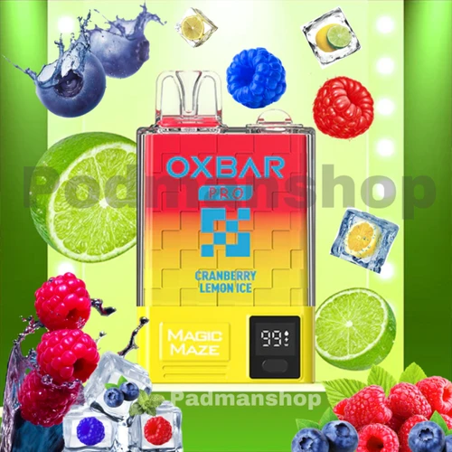 پادیکبارمصرف اوکسبار10هزار پاف طعم میکس کرنبری لیمو یخ|Oxbar Pro Magic Cranberry Lemon Ice 10K|پادمن شاپ|