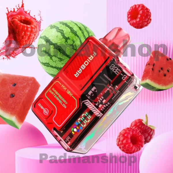 Friobar Raspberry Watermelon 10K Puffs|خرید پاد یکبار مصرف فریوبار 10 هزار پاف طعم تمشک هندوانه|پادمن شاپ|