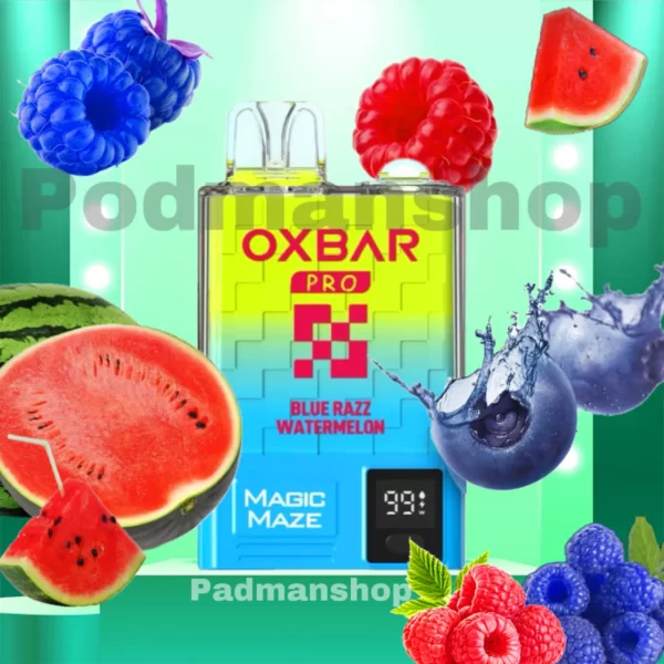 پاد یک‌بار مصرف Oxbar Blue Razz Watermelon | 10,000 پاف | بهترین طعم میوه‌ای|پادمن شاپ|